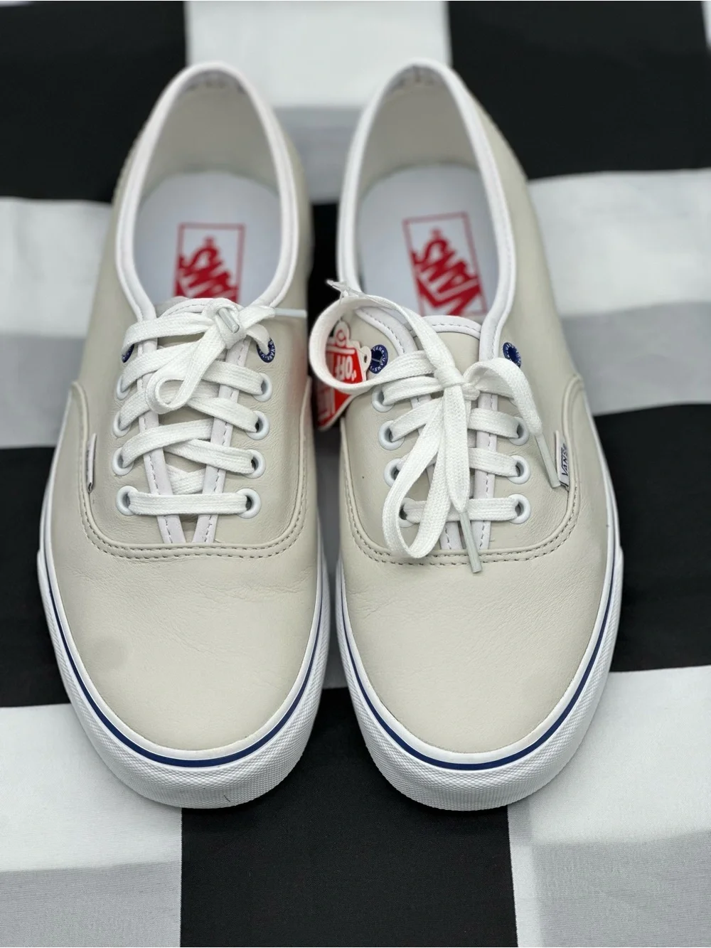 Vans Low-Top Sneakers in Off-White with Navy Trim